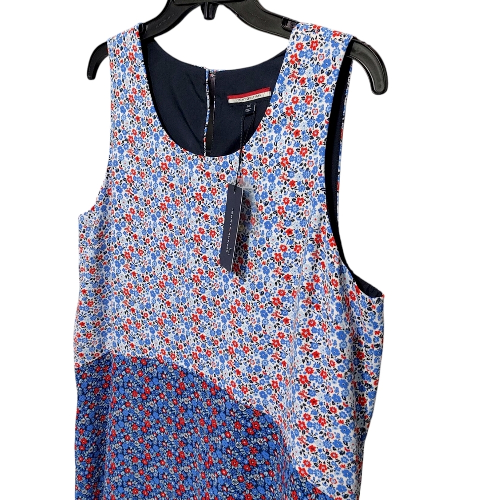 Tommy Hilfiger Blue Floral Sleeveless Fit & Flare Dress Women's Size Large NWT - Picture 5 of 11
